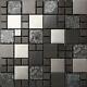 1 SQ M Hong Kong Mix Random Brushed Steel Black Glass Mosaic Wall Tiles 0002