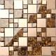 1 SQ M Metallic Mix Brushed Steel Copper Effect Glass Mosaic Wall Tiles 0087