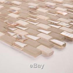 1 SQ M Mother of Pearl, Stone & Glass Mosaic Wall Tile Sheet 0147