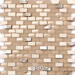 1 SQ M Mother of Pearl, Stone & Glass Mosaic Wall Tile Sheet 0147
