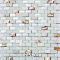 1 SQ M Mother of Pearl, Stone & Glass Mosaic Wall Tile Sheet 0148