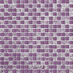 1 SQ M Purple Crackle Plain Bathroom Basin DIY Glass Mosaic Wall Tiles GTR10070