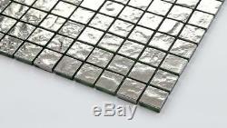1 SQ M Silver Glass Mosaic Wall Tiles Textured Bathroom Shower Splashback 0127