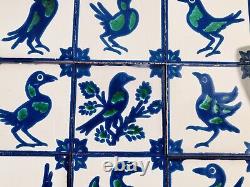 24 Small Talavera Tiles Fajalauza BIRDS! Blue Green Spanish Colonial Malibu Fe