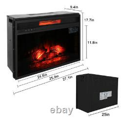 26 Electric Fireplace Wall Tile Insert Heater Log Flame With Remote Control Black