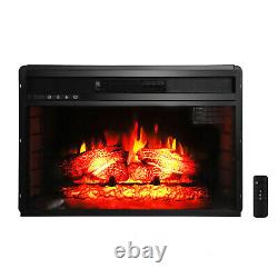 26 in 1500w Embedded Fireplace Insert Heater Inclined Wall Tile Fake Wood Home