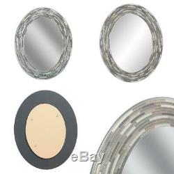 29 In. L X 23 In. W Reeded Charcoal Oval Tiles Wall Mirror