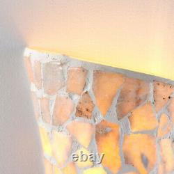 2 PACK Mosaic Mirror Wall Light Pale Stone Tile Glass Shade Pretty Dimming Lamp