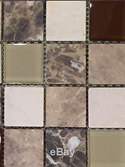 30 SF- Stone & Glass Random Pattern 2x2 Mosaic Tile Backsplash Wall & Floor
