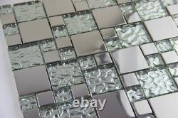 3D round stainless steel metal Glass Mosaic kitchen Backsplash Shower Wall Tile