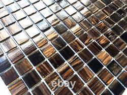 3/4 x 3/4 Copper Gold Glimmer Glass Mosaic Tile Backsplash Kitchen (BOX OF 10)
