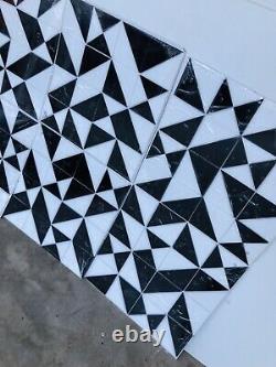 50 Sheets Ocean Craft Black White Pinwheel Glass Mosaic Tile Kitchen Backsplash