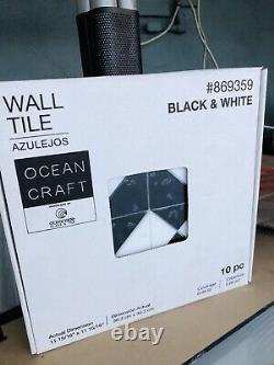 50 Sheets Ocean Craft Black White Pinwheel Glass Mosaic Tile Kitchen Backsplash
