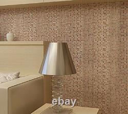 5-Sheets Bathroom Wall Floor Tile, Gray Stone&Glass Tile Backsplash, Rose Gold