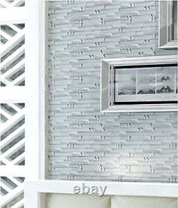 6-Sheets Silver and Clear Backsplash Tiles, Glossy Coated Glass Tile for Kitc