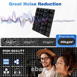 96PC 12X12X2 Acoustic Foam Panel Wedge Studio Soundproofing Wall Tiles Black