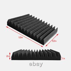 96Pack Acoustic Foam Sound Proof Panel Wall Tiles Record Studio Black 12x12x2
