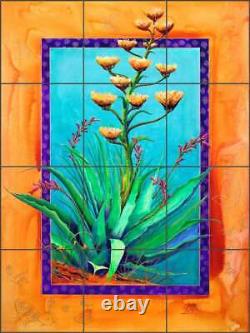 Agave Tile Backsplash Susan Libby Southwest Art Glass Wall Floor Mural SLA021