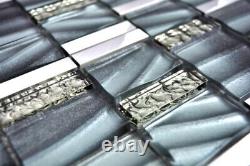 Aluminium Mosaic Glass Aluminum Gray Wall Mirror Tiles Kitchen Shower Bad F 10