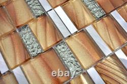 Aluminium Mosaic Glass Braun Wall Mirror Tiles Kitchen Shower Bad F