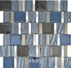 Aluminium Mosaic Glass Silver Wall Mirror Tiles Kitchen Shower Bad F