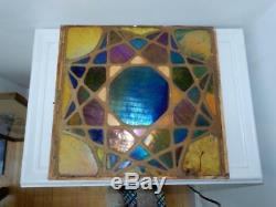 Antique Mosaic Art Glass panel large 15 x 15 wall tile Tiffany style star Blue