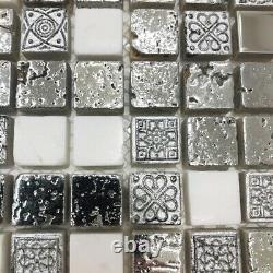 Arctic Vintage Silver Mosaic Tiles Walls Floors Bathrooms Kitchens Splashback