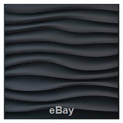 Art3d PVC Wave Panels for Interior Wall Decor, Black Textured 3D Wall Tiles, x