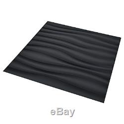 Art3d PVC Wave Panels for Interior Wall Decor, Black Textured 3D Wall Tiles, x