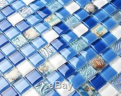 Art Mosaic Sea Blue Tile Beach House Wall Design Glass Backsplash Decor TSTNB07
