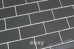 Ash Grey 3x6 Glass Subway Tiles for Kitchen Backsplash/Bathroom