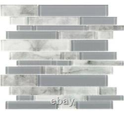 Ashview Ridge Grey 12-in x 14-in Glossy Glass Linear Patterned Wall tile lot 10p