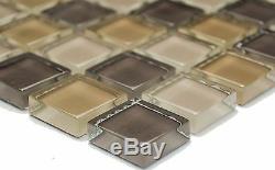 BEIGE/BROWN CLEAR Mosaic tile GLASS Square WALL Bath&Kitchen -72-1302 10 sheet