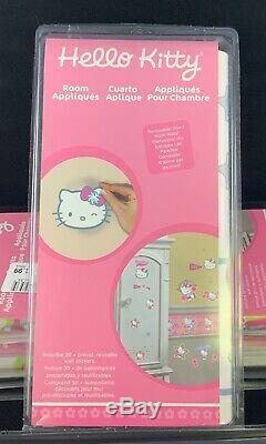 BIG LOT OF 45! NEW Hello Kitty Room Appliques 30+ Precut Reusable Wall Stickers