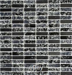 BLACK Clear Translucent Mosaic tile STICK GLASS/STONE WALL Bath 87-s122810sheet