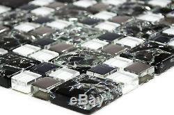 BLACK/SILVER Clear Design Translucent Mosaic tile GLASS WALL 88-k1499 10sheet