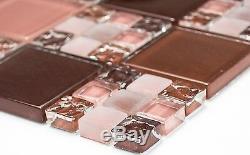 BORDEAUX/ROSE MIX 3D Mosaic tile clear & frosted Mix GLASS WALL 78-130410sheet