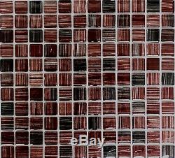 BROWN MIX STRIPES Mosaic tile square GLASS WALL Bath&Kitchen 74-1309 10 sheet