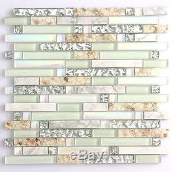 Backsplash Tile White Stone Marble Tiles Wall Mosaic Kitchen GlassPack of 11PCS