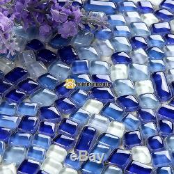 Baroque free stone blue glass mosaic tiles for bathroom shower wall backsplash