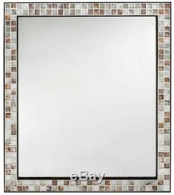 Bathroom Vanity Mirror 28 in. X 33 in. Wall Mount Marble Tile Frame Espresso