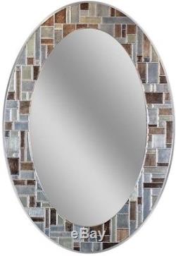 Bathroom Vanity Tile Mirror Wall Mounted Oval Mosaic Glass Design -31 L x 21 W