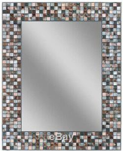 Bathroom Vanity Wall Mirror Mosaic Tile Glass Rectangle Frameless Hand Crafted