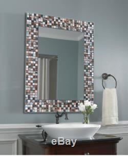 Bathroom Vanity Wall Mirror Mosaic Tile Glass Rectangle Frameless Hand Crafted
