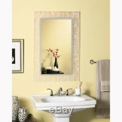 Bathroom Wall Vanity Mirror Hanging Glass Tile Block Framed 36in x 24in