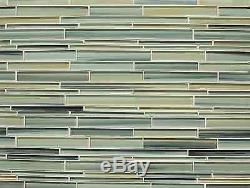Beach Break Hand Painted Linear Glass Mosaic Tiles Backsplash/Bathroom Tile