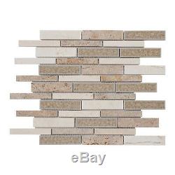 Beige Sand Crema Marfil Marble Stone Glass Mosaic Tile Kitchen Wall Backsplash