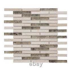Beige Sand Crema Marfil Marble Stone Glass Mosaic Tile Kitchen Wall Backsplash