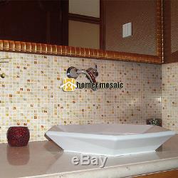 Beige color stone mixed glass mosaic tiles kitchen backsplash bathroom wall tile