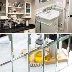 Beveled Silver Mirror Glass Tile for Kitchen Backsplash Bathroom Wall 3x6 Inch